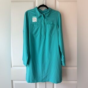 Reel Legends Long Sleeve Adventure Dress Peacock Blue NWT (Size M)